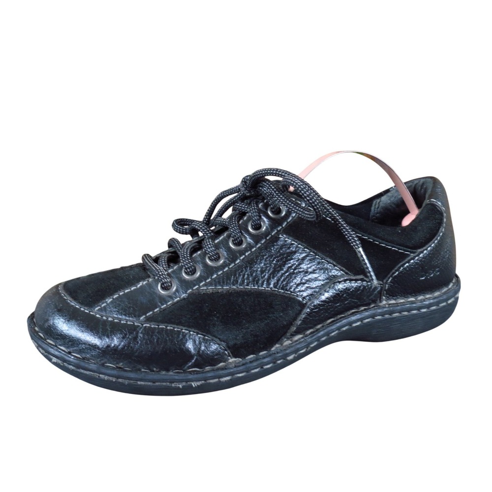 b.o.c. Monica Women Oxfords Size 6 Walking Black Leather Suede